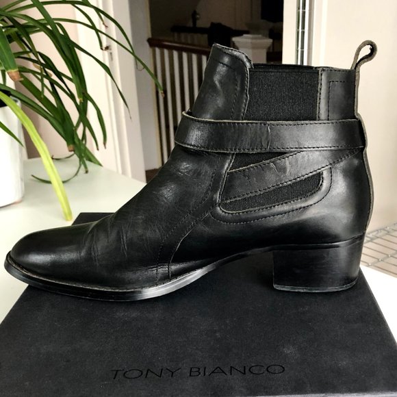 Tony Bianco Black Leather Rigby Ankle Boots Size 9.5 - Picture 3 of 10